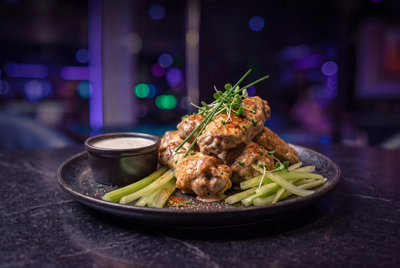 Cajun ranch wings prepared fresh in the Wacko's kitchen