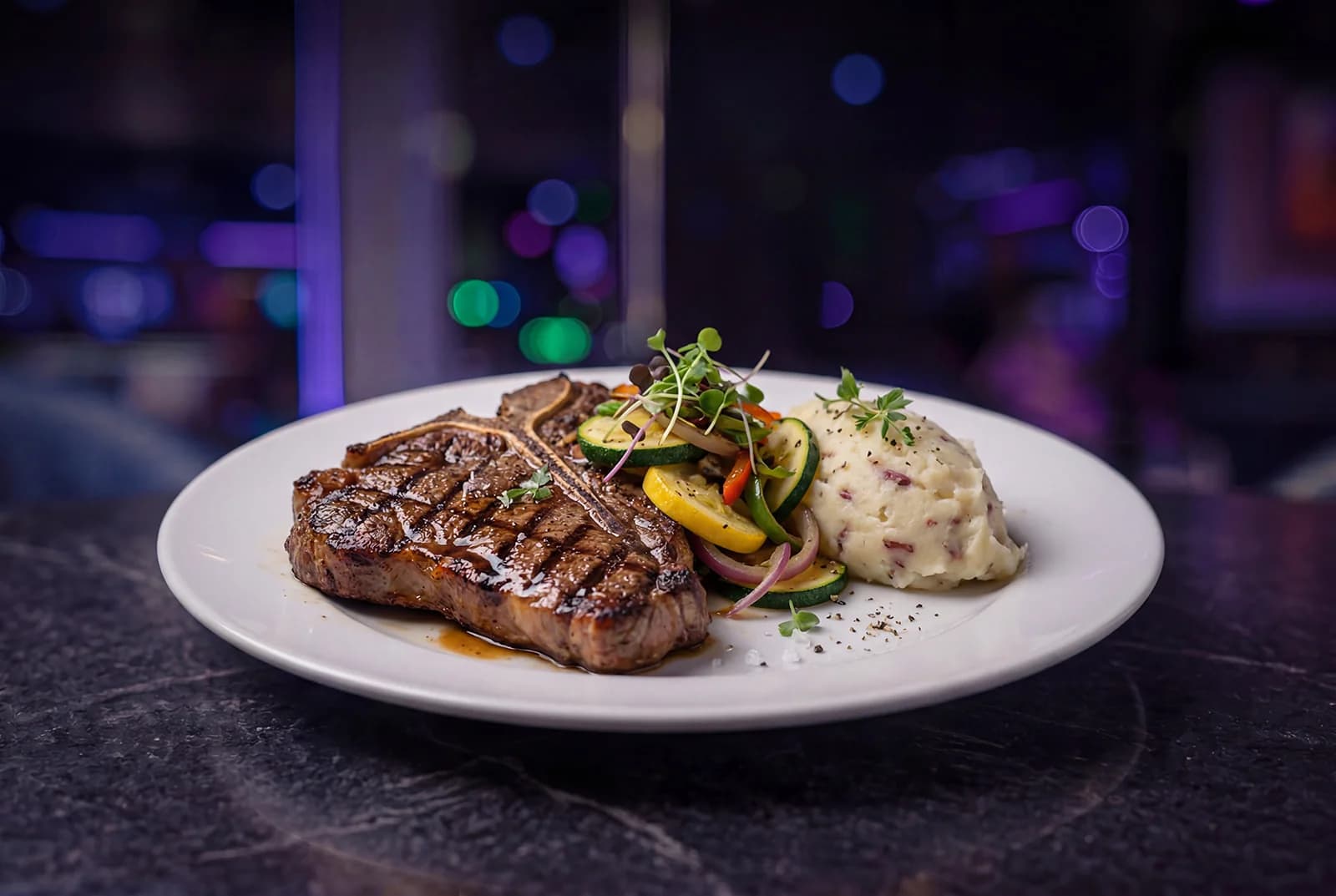 Steak dinner prepared fresh in the Wacko's kitchen